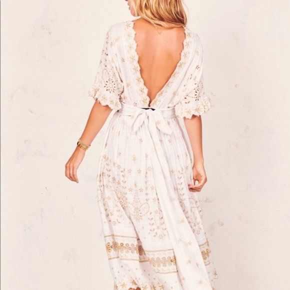 LOVESHACKFANCY Augusta velvet-trim metallic Dress - Picture 3 of 6